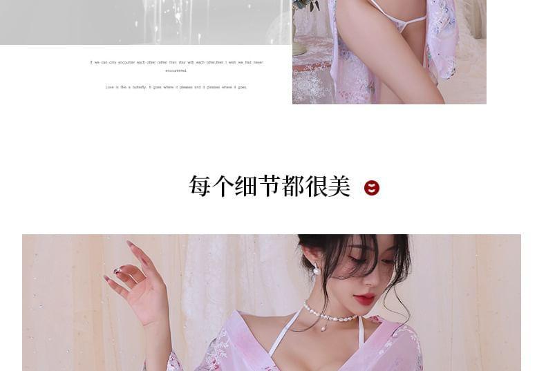 Floral Kimono Lingerie Costume Set Product Image