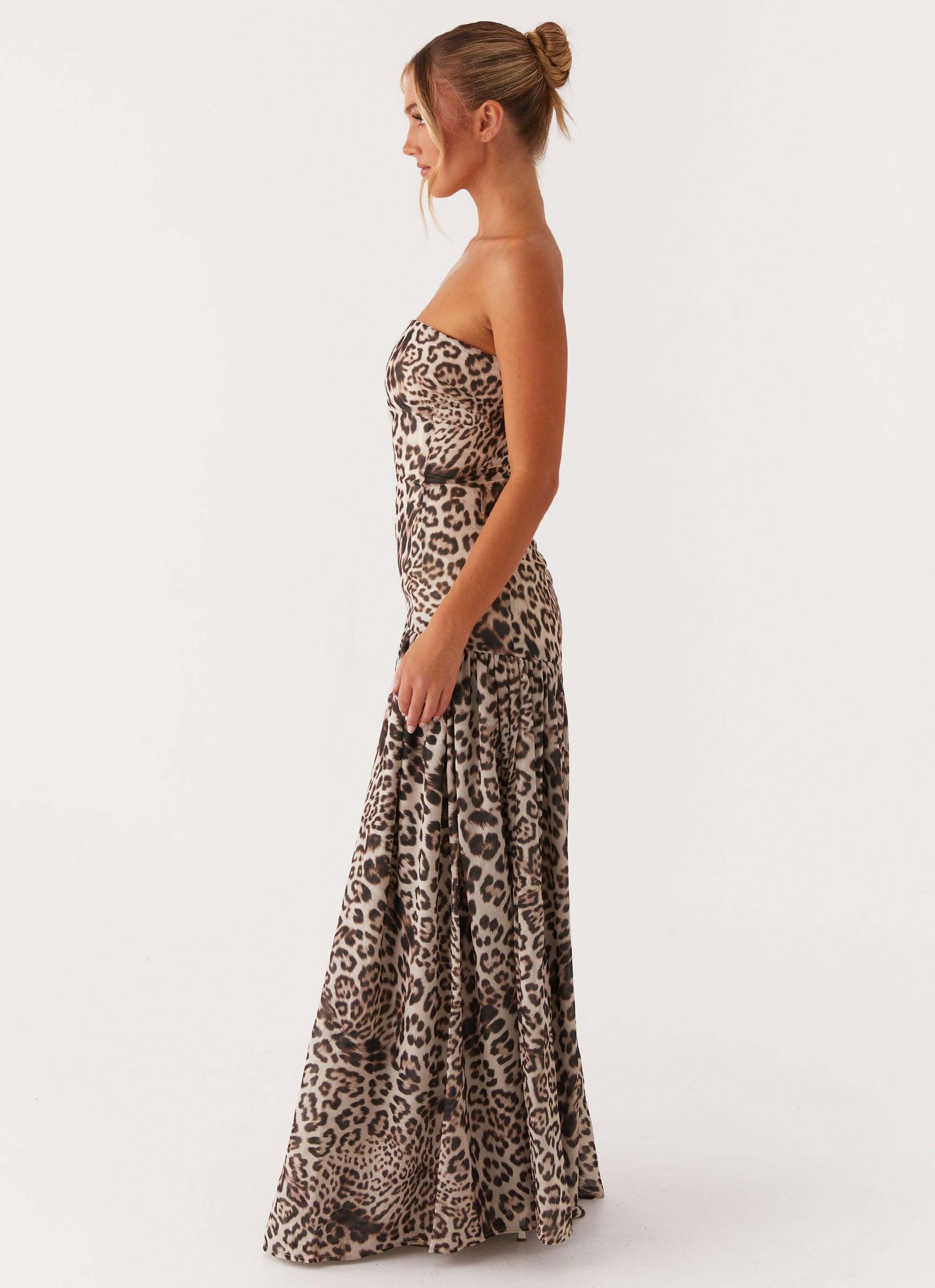 Eden Strapless Maxi Dress - Leopard Product Image