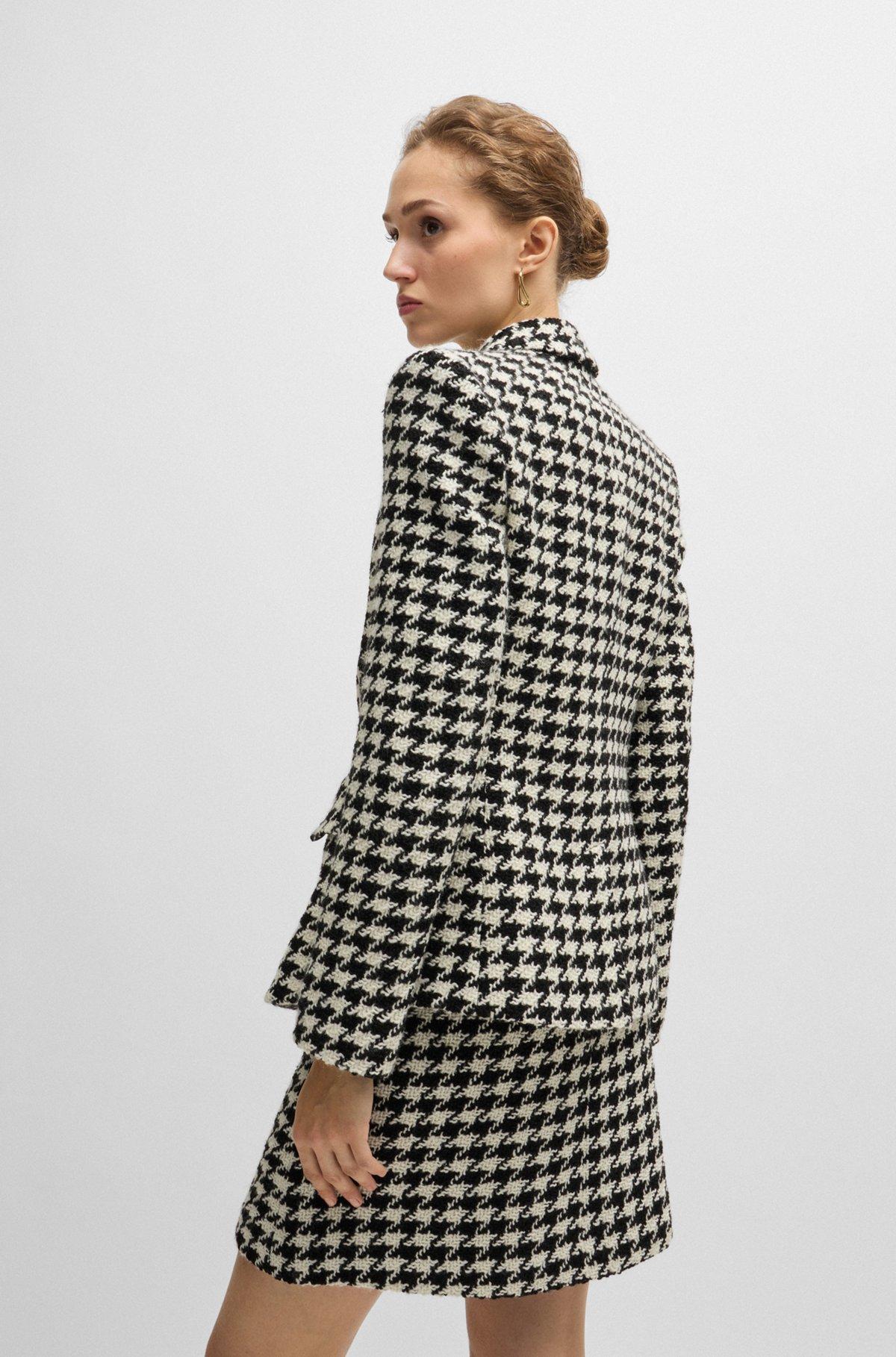 Slim-fit jacket in houndstooth fabric with metallic trims Product Image