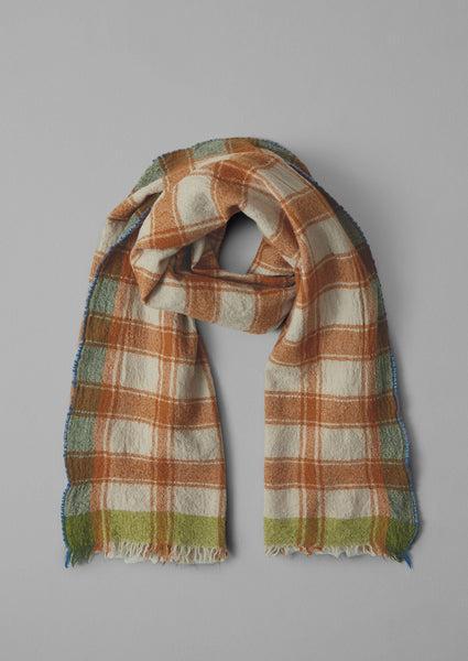 Check Boiled Wool Scarf | Rust Product Image