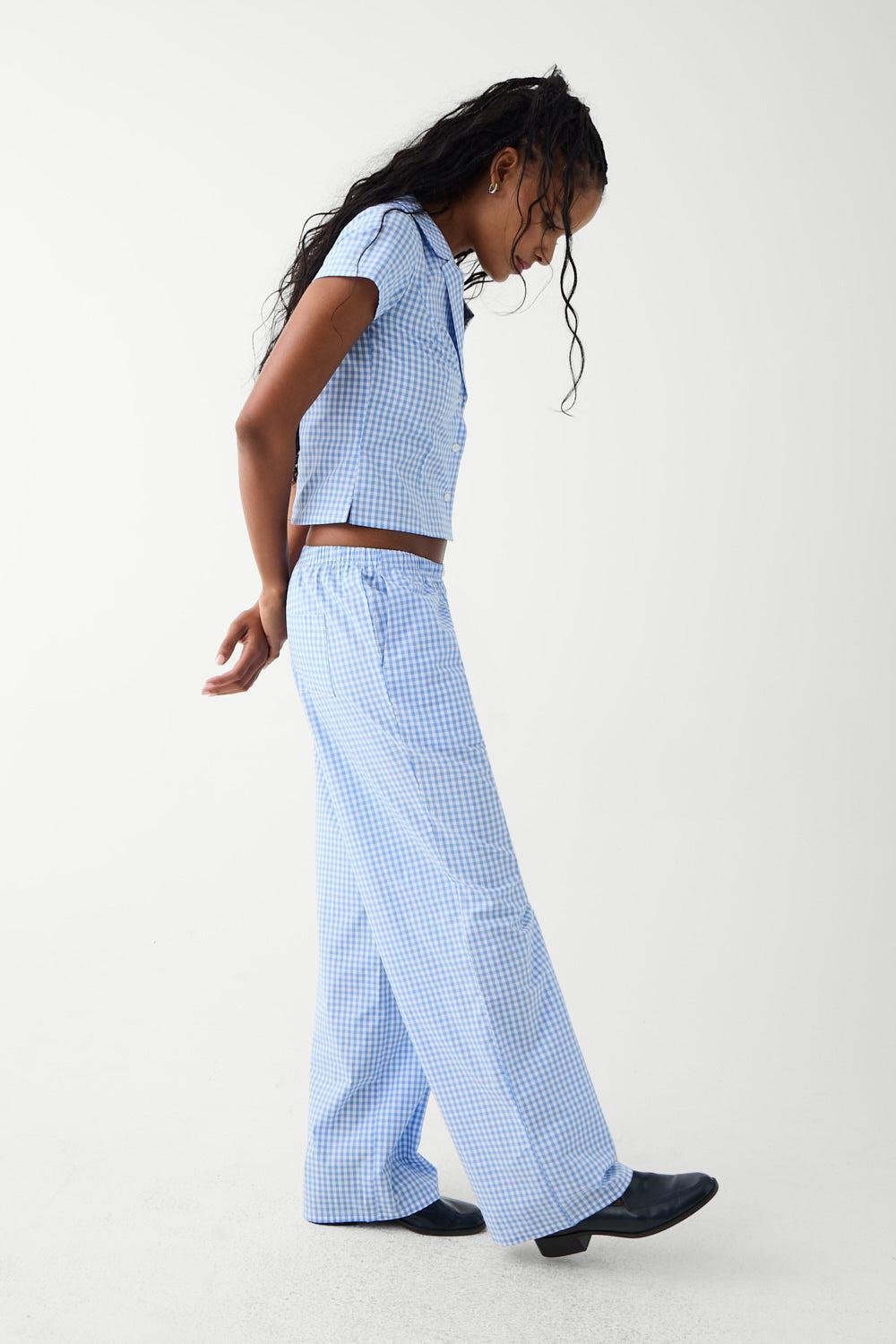 Raleigh Cotton Pant - Cloud Gingham Product Image