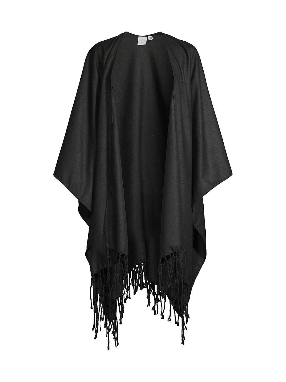 Womens Silk Linen Fringed Cape Product Image