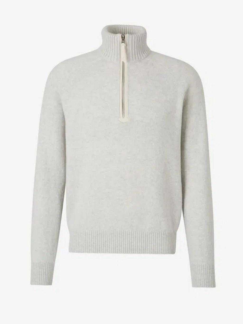 TOM FORD Mélange-effect Zip-up Jumper In High Collar With Zipper Product Image