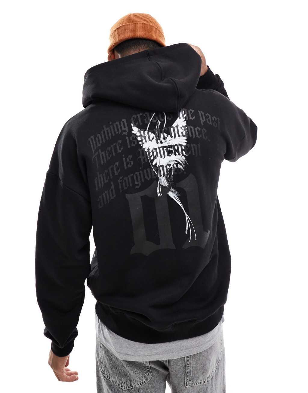 Liquor N Poker motif back hoodie in black Product Image