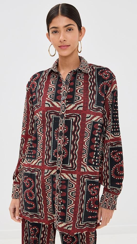 FARM Rio Snake Scarves Black Pleated Shirt | Shopbop Product Image