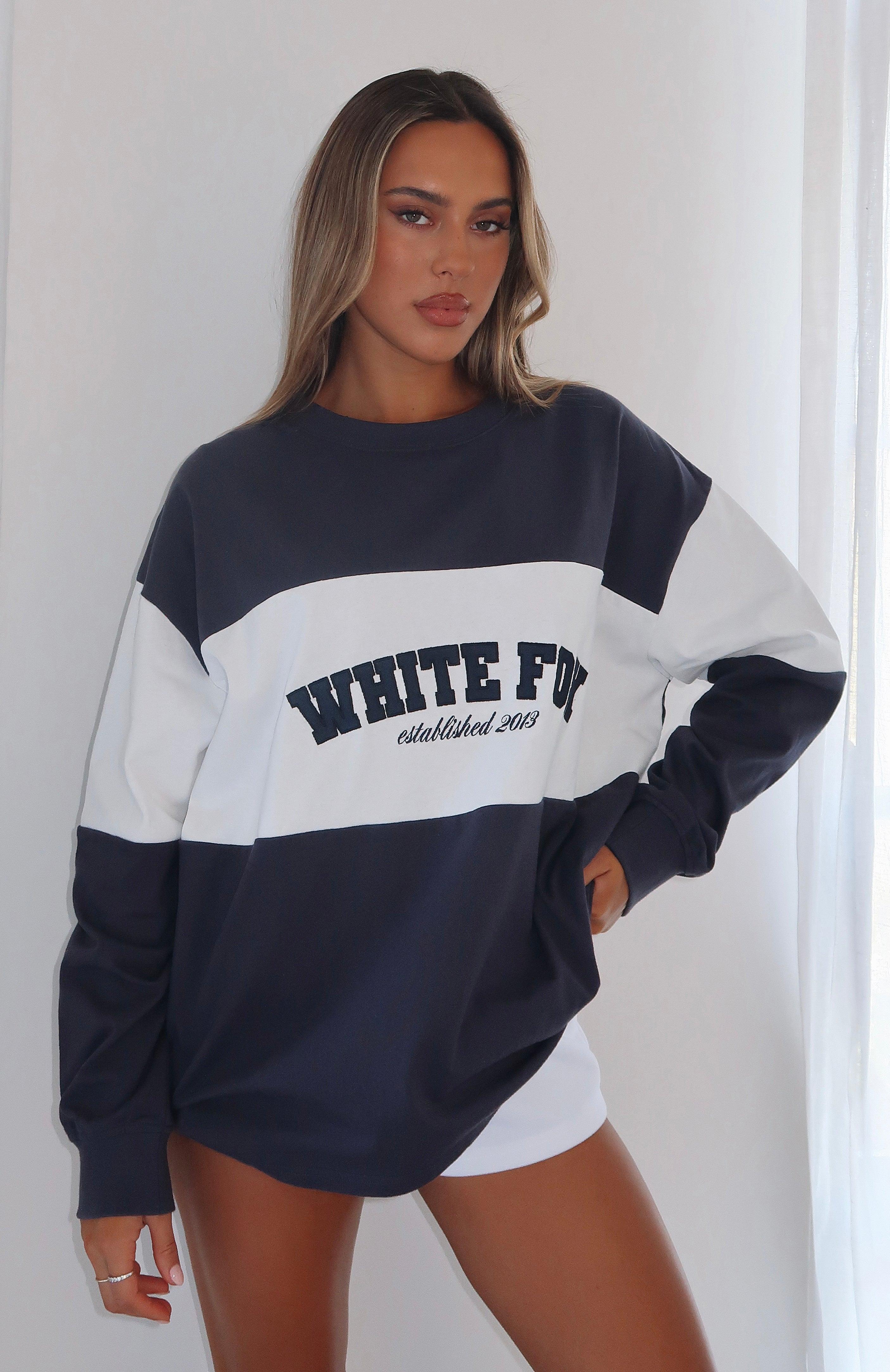 Need You More Long Sleeve Oversized Tee Navy Product Image