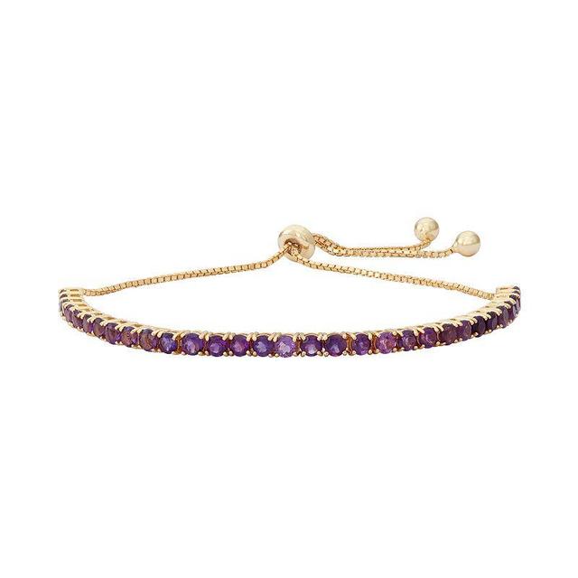 14k Gold Over Silver Amethyst Lariat Bracelet, Womens Purple Product Image