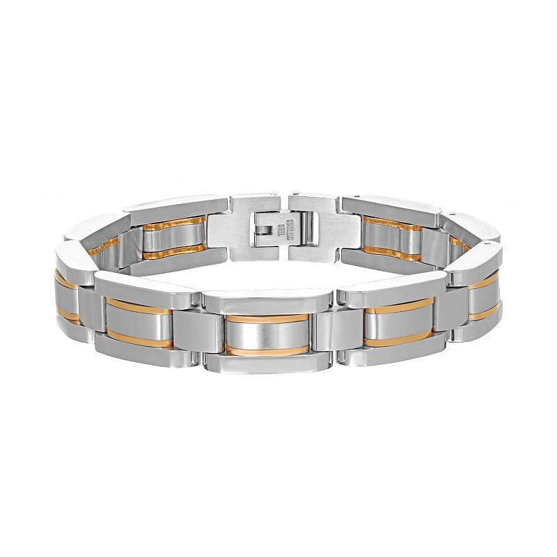 LYNX Mens Two Tone Stainless Steel Link Bracelet Gold Tone Product Image