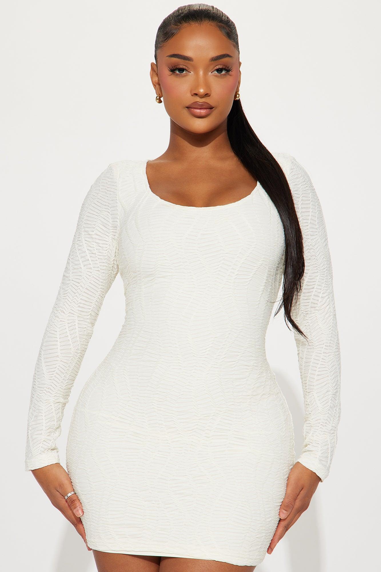 Mila Textured Mini Dress - Cream Product Image