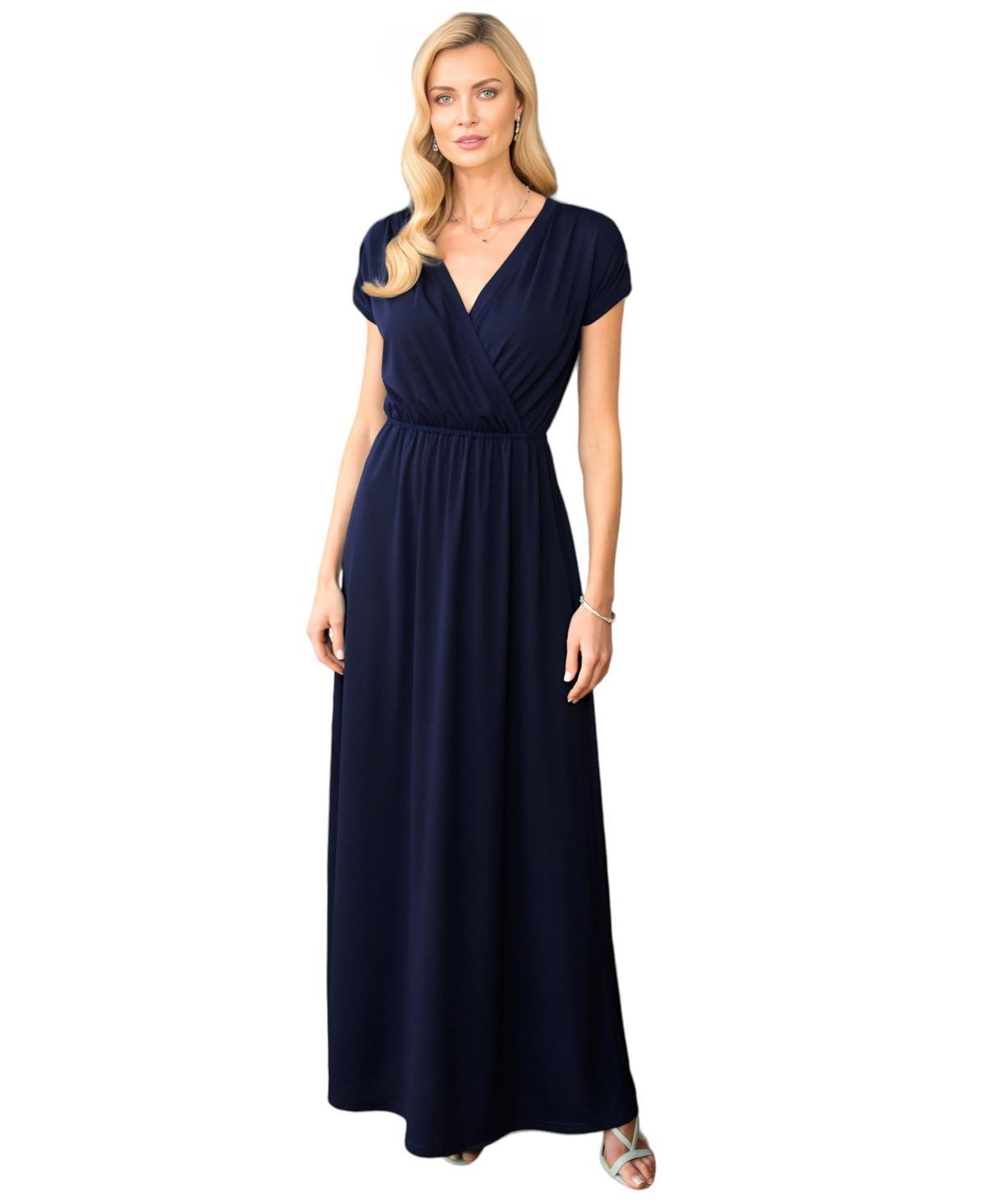 Hotsquash London Womens V-Neck Maxi Dress with Short Sleeves Product Image