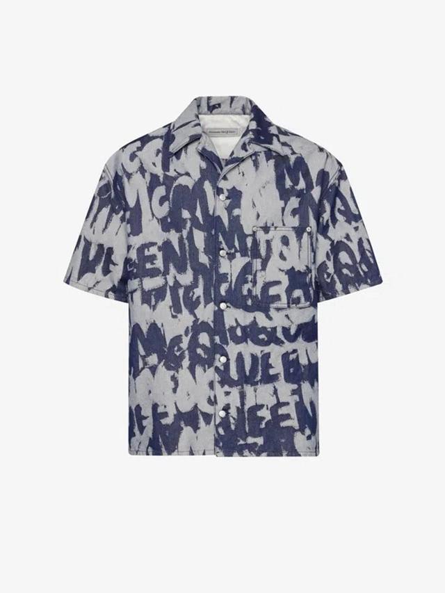 Hawaiian Denim Shirt Graffiti In Indigo Product Image