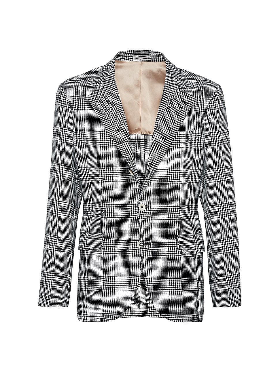 Mens Linen, Wool And Silk Prince Of Wales Deconstructed Blazer Product Image