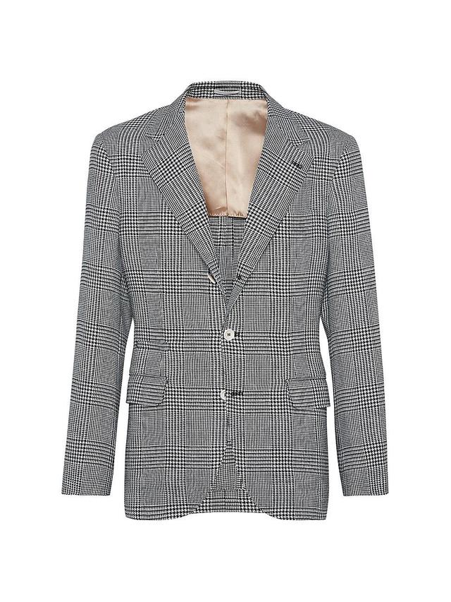 Mens Linen, Wool And Silk Prince Of Wales Deconstructed Blazer Product Image