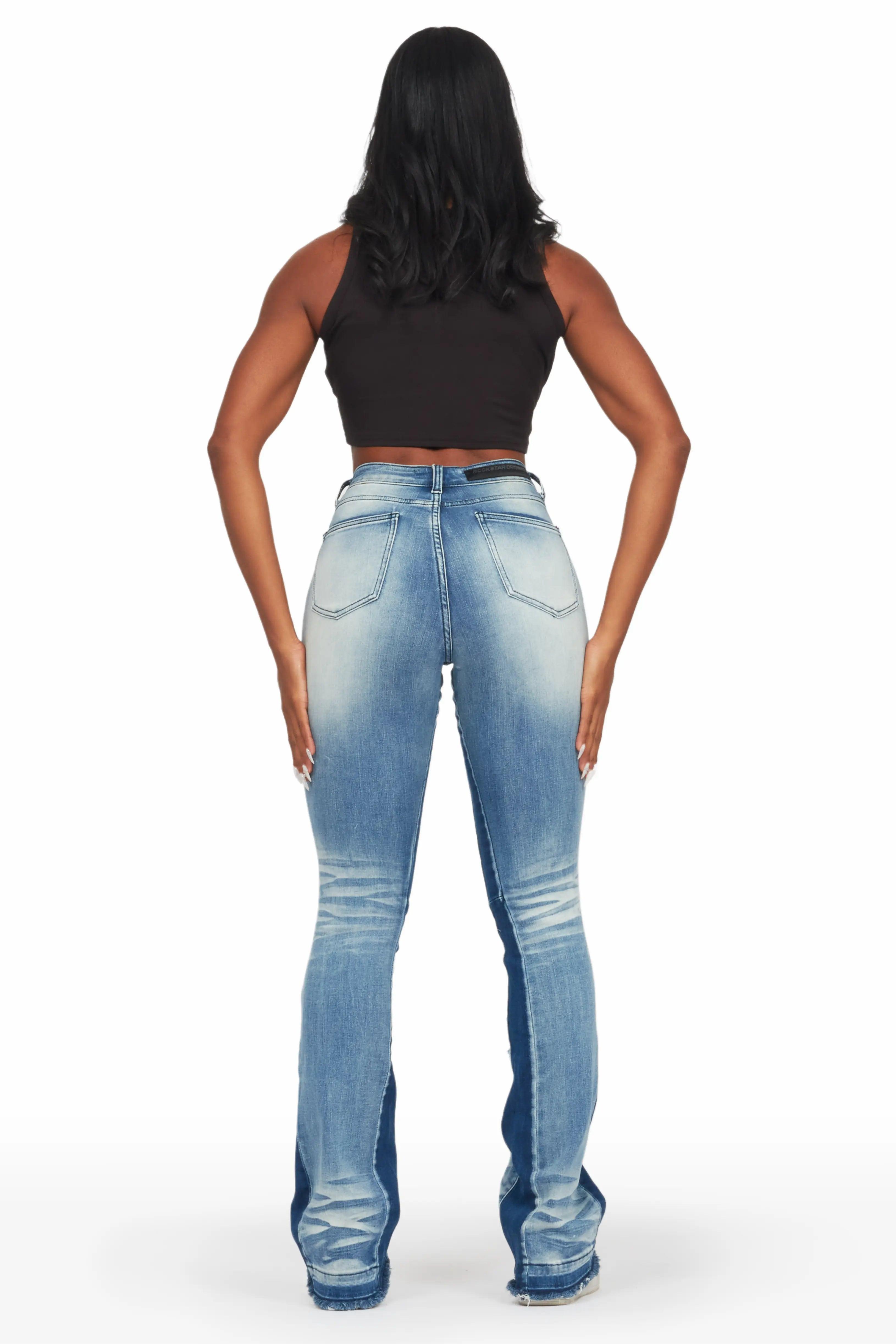 Jazminn Light Wash Stacked Flare Jean Female Product Image