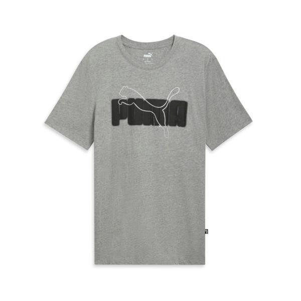 PUMA ESS+ Logo Lab Holiday Men's T-Shirt in Medium Grey Heather Product Image