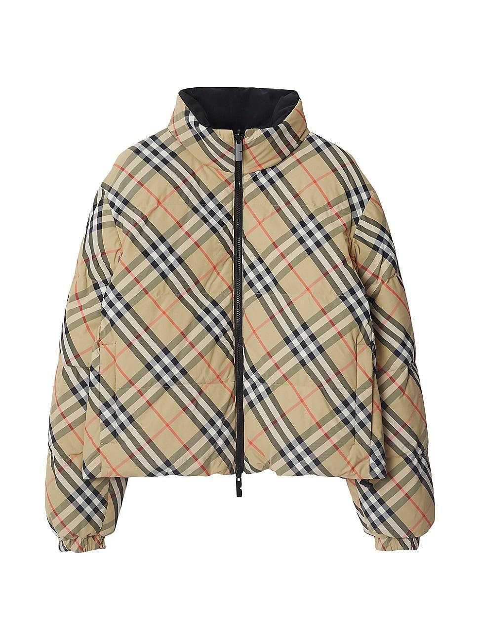 Womens Reversible Plaid Down Jacket Product Image