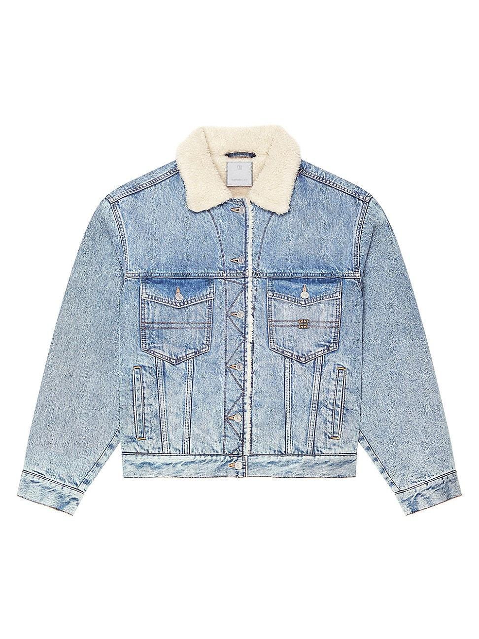 Womens Jacket In Denim And Fleece product image