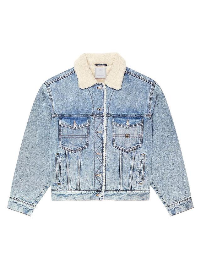 Womens Jacket In Denim And Fleece Product Image