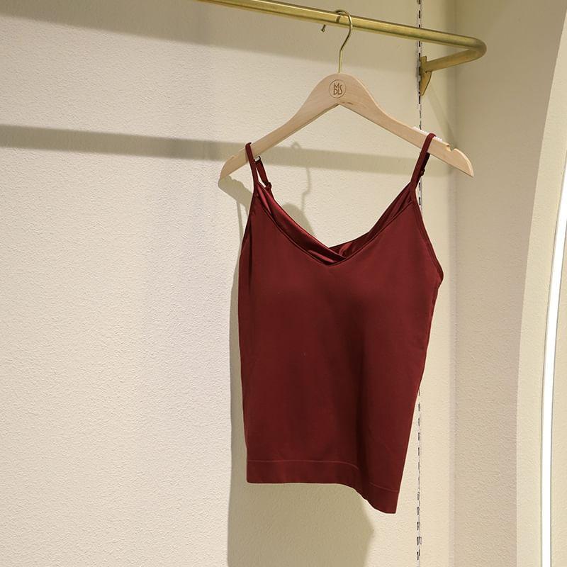 V-Neck Plain Padded Cami Top Product Image