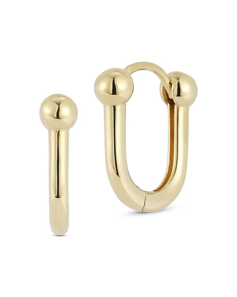 Moon & Meadow 14K Gold Stirrup Huggie Hoop Earrings Product Image