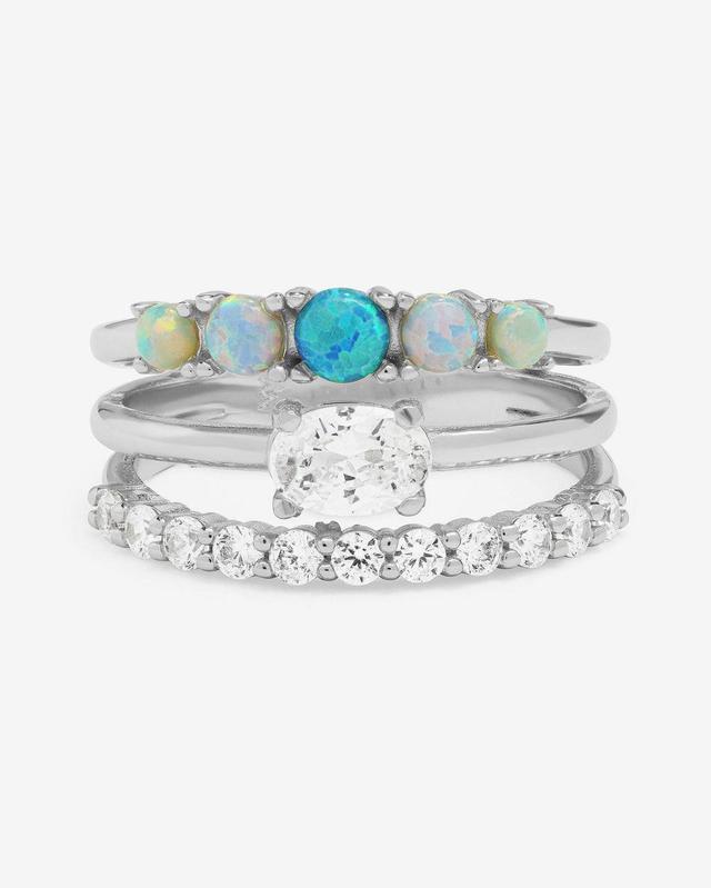 She's So Stacked Ring - Silver|Blue Opal Ombré Product Image