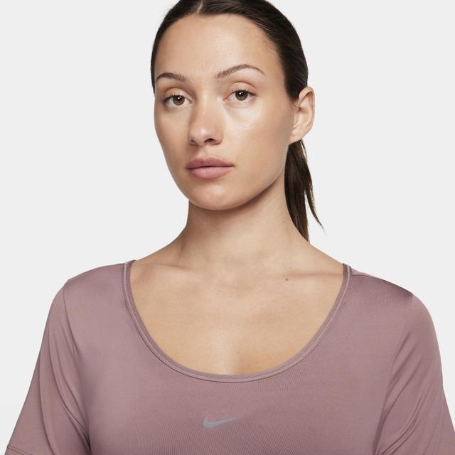 Womens Nike One Dri-FIT Crop Twist Short Sleeve Top Pink Product Image