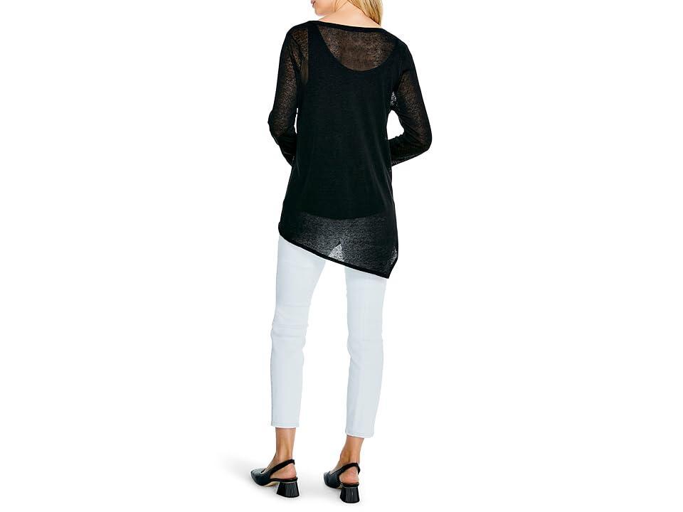 NIC+ZOE Petite Featherweight Angle Sweater Onyx) Women's Clothing Product Image