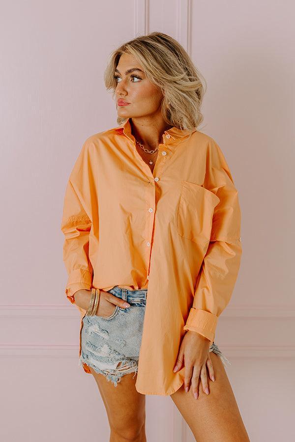 Sending Good Luck Button Up Top In Orange Product Image