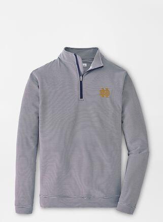 Peter Millar Mens Angelo State University Perth Sugar Stripe Performance Quarter-Zip | Color: Navy / White | Size: 3XL Product Image