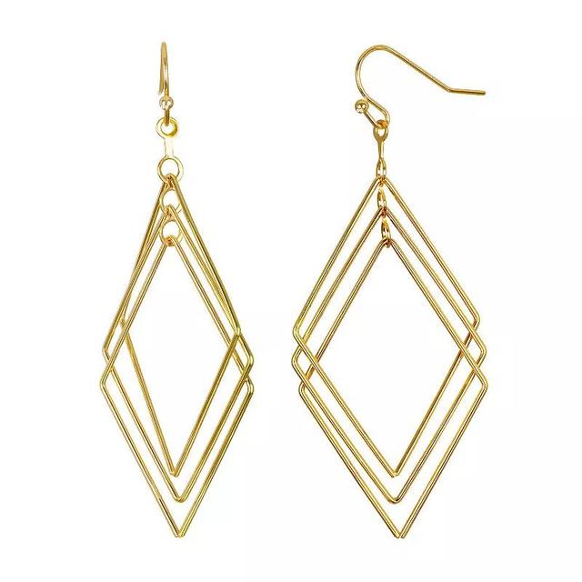 Emberly Silver Tone 3 Part Open Triangle Fishhook Earrings, Womens, None Product Image