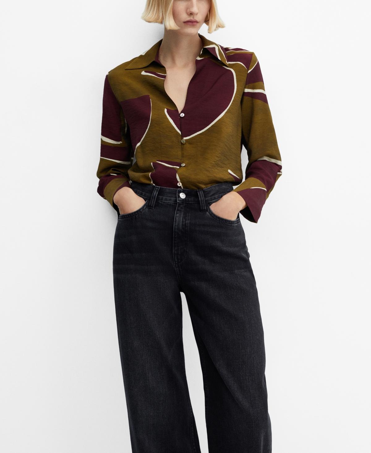 Mango Womens Satin Print Shirt Product Image