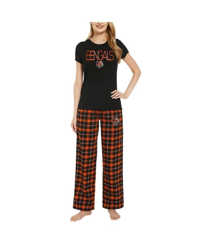 Womens Concepts Sport Black Cincinnati Bengals ArcticT-shirt and Flannel Pants Sleep Set - Black Product Image