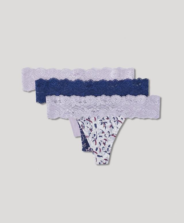 Womens Lace Waist Thong 3-Pack 2XL Product Image