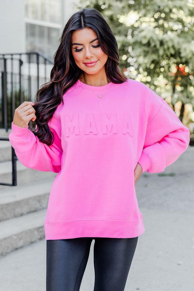 Mama Embossed Logo Power Pink Graphic Sweatshirt Product Image