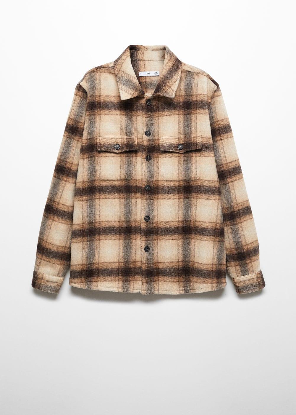 MANGO MAN - Check wool-blend overshirt brownMen Product Image