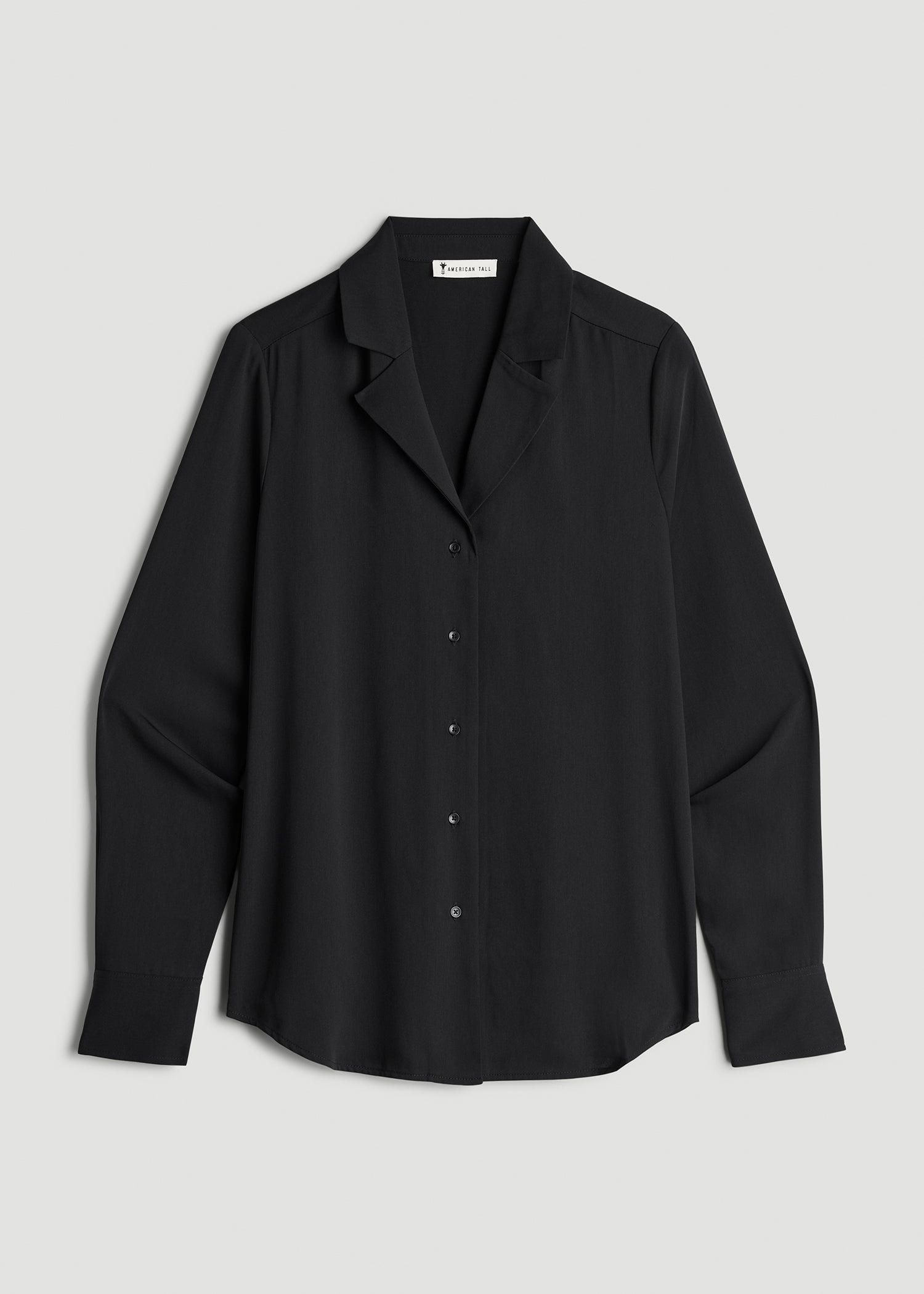 Notch Collar Tall Women's Blouse in Black Female Product Image