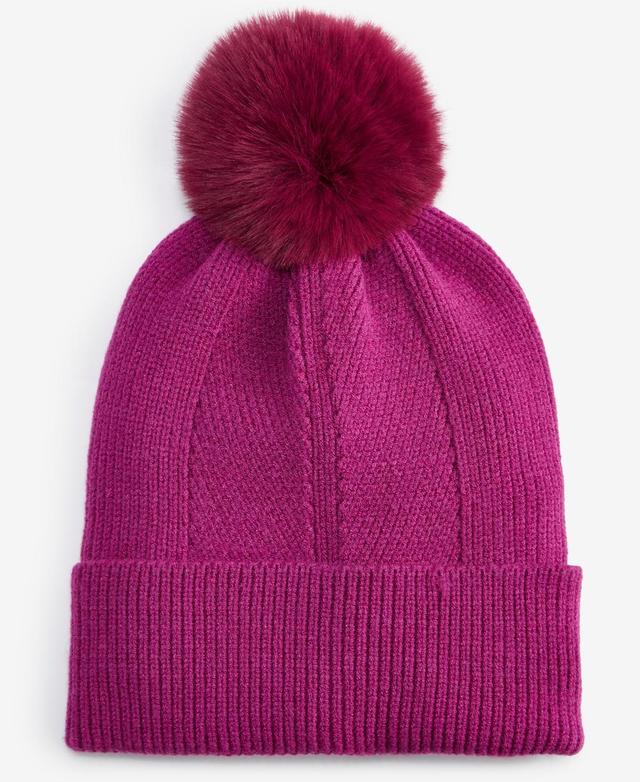 On 34th Womens Multi-Stitch Faux-Fur Pom Pom Beanie, Created for Macys Product Image