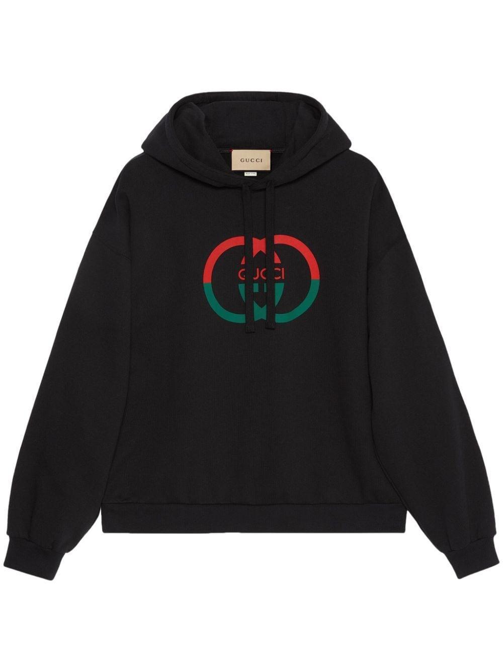 GUCCI Interlocking G-print Cotton Hoodie In White Product Image