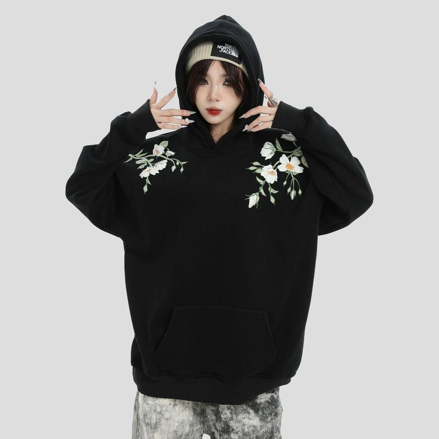 Floral Print Zip-Up Hoodie Product Image