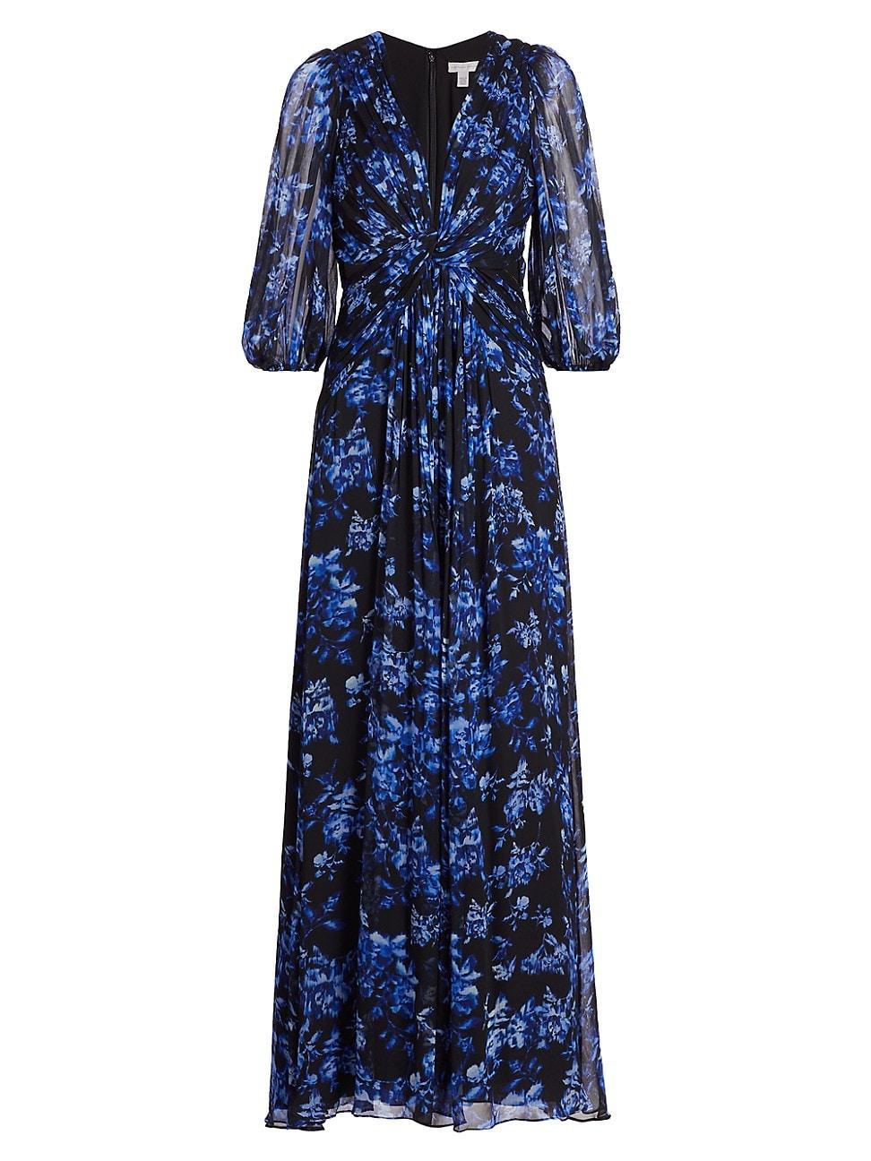 Womens Floral Knot-Front Maxi Dress Product Image