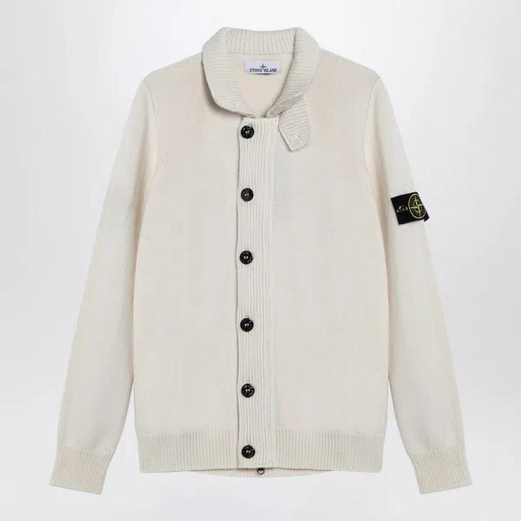 White Wool Cardigan Men Product Image