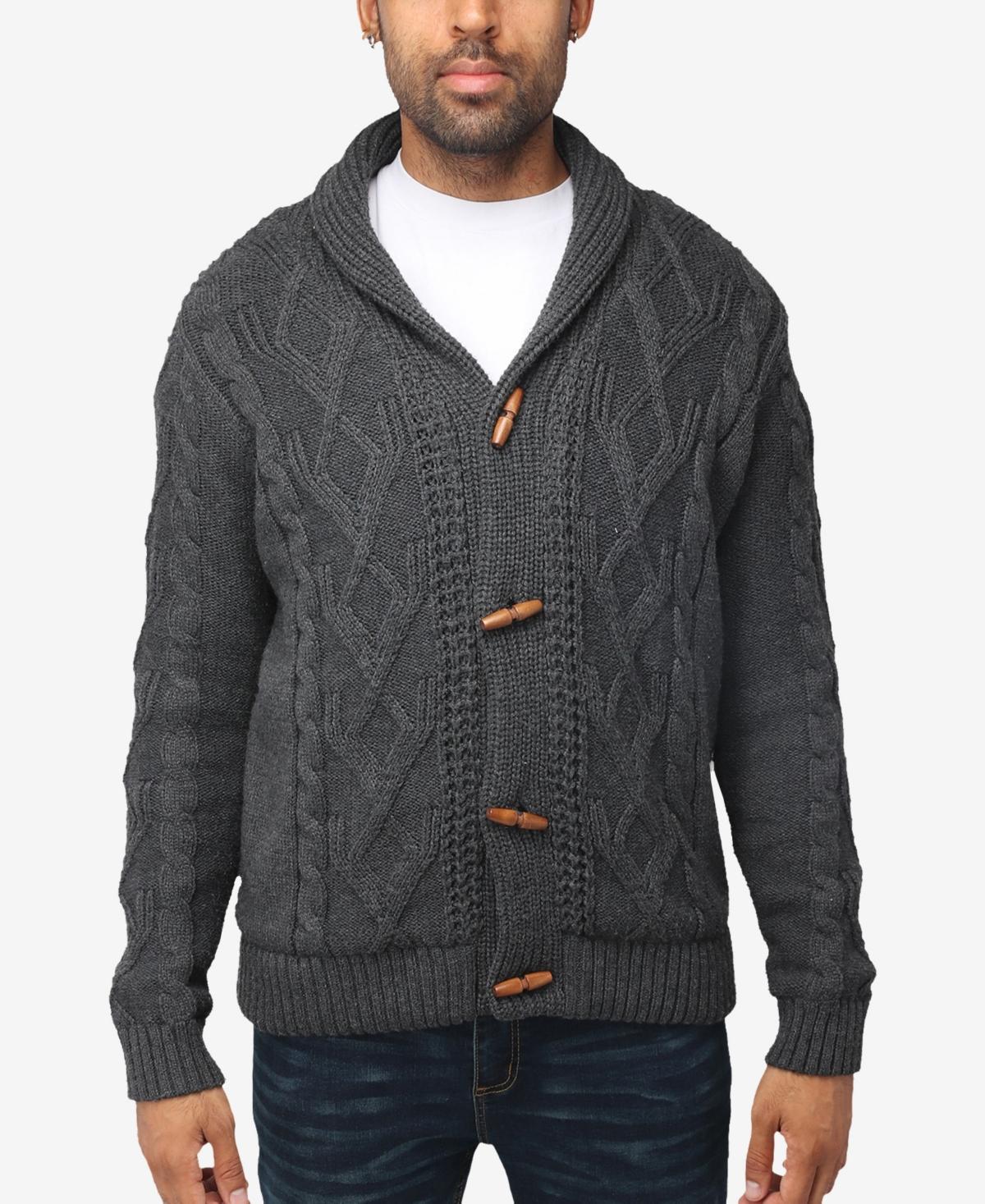 X-Ray Mens Shawl Collar Cable Knit Cardigan Product Image