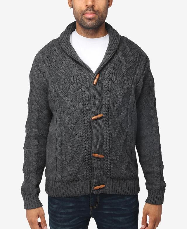 X-Ray Mens Shawl Collar Cable Knit Cardigan Product Image