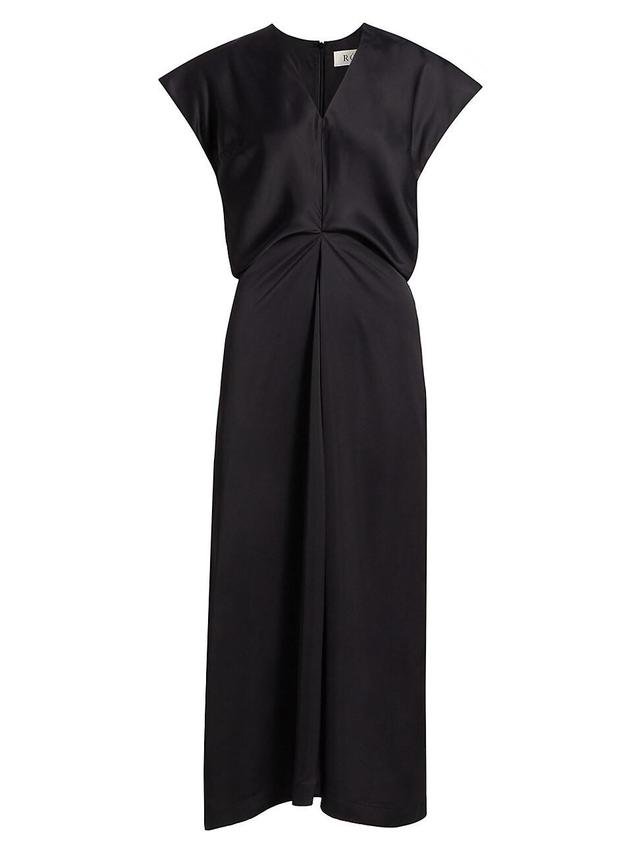 Womens Draped V-Neck Midi-Dress Product Image