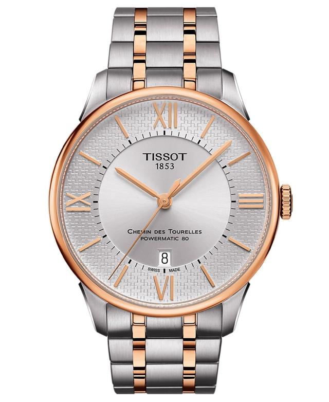 Tissot Mens Swiss Automatic Chemin des Tourelles Powermatic 80 Cosc Two-Tone Stainless Steel Bracelet Watch 42mm - Silver Product Image