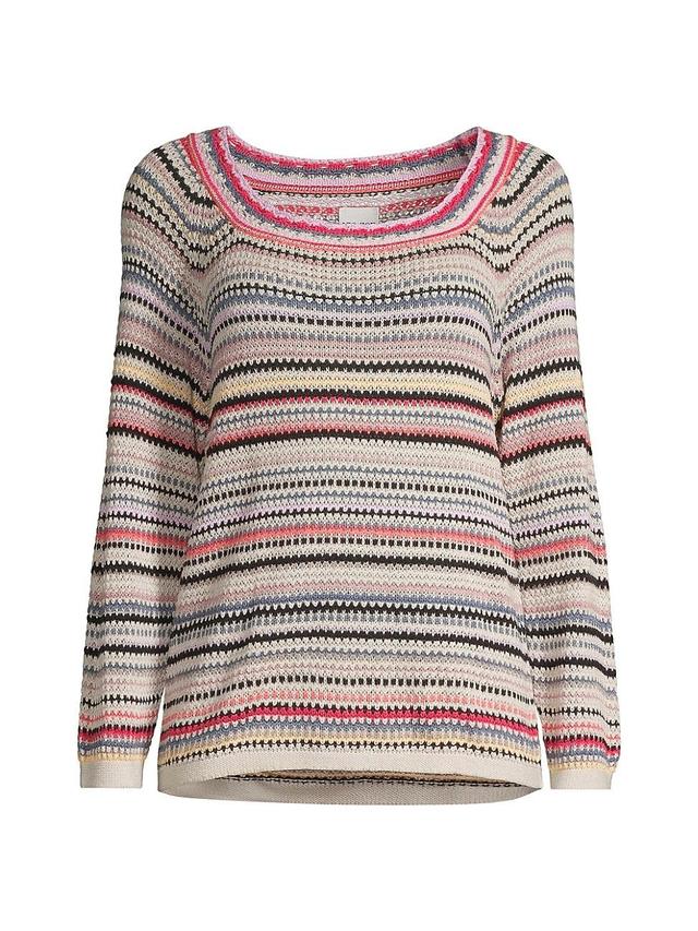 Womens Crush Crotchet Cotton Pullover Sweater Product Image