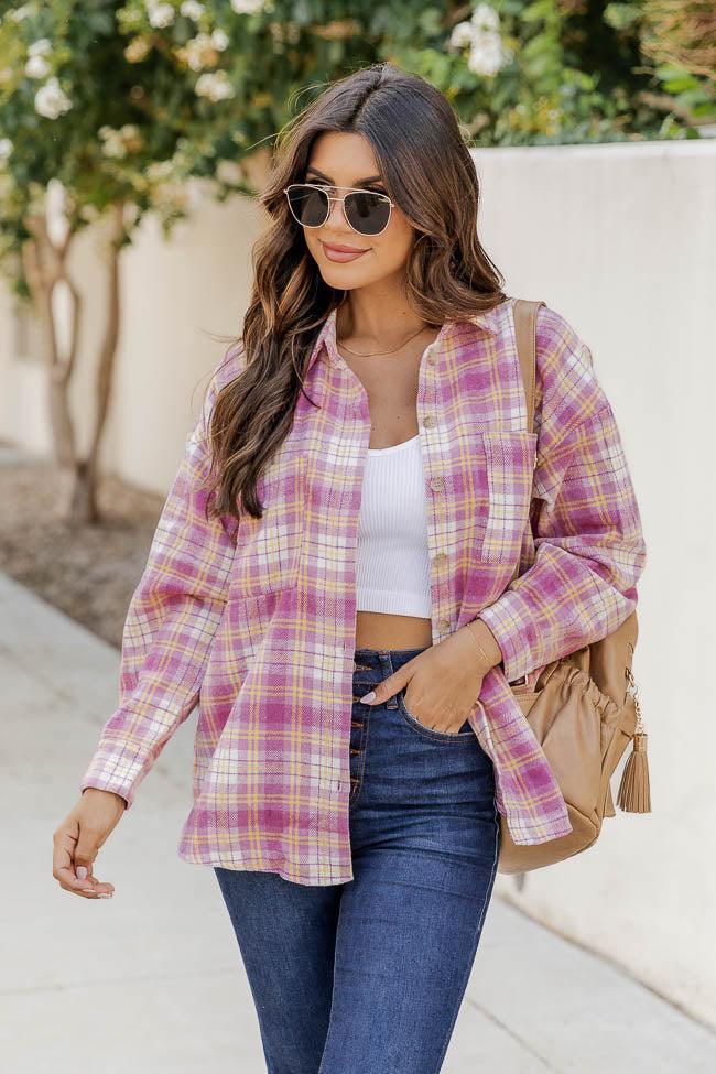 Wishing On Forever Pink Plaid Shacket FINAL SALE Product Image