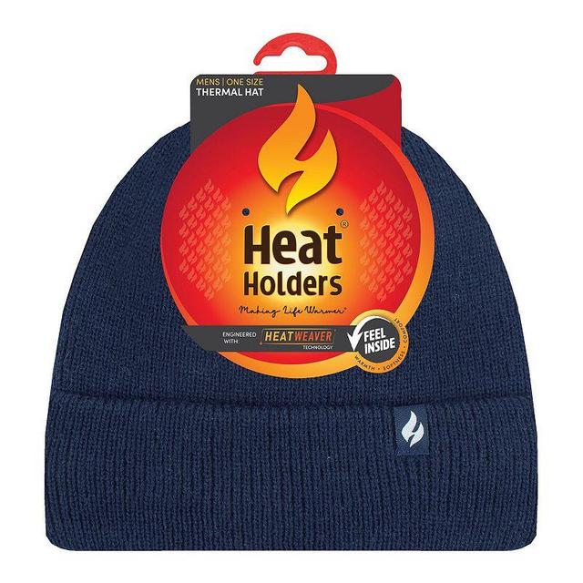 Mens Heat Holders Heatweaver Lined Flat Knit Roll Up Hat, Blue Product Image