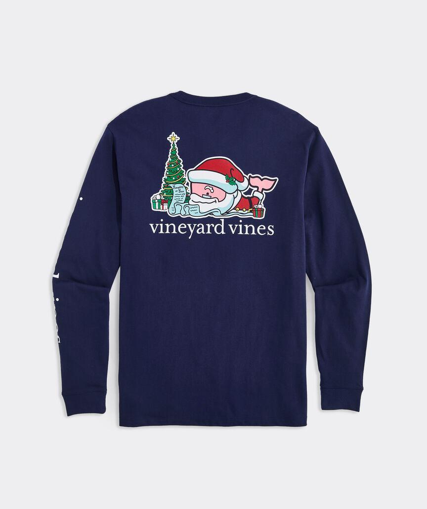 Santa's List Whale Long-Sleeve Pocket Tee Product Image