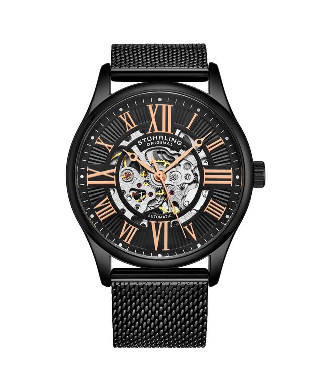 Stuhrling Mens Black Stainless Steel Bracelet Watch 42mm Product Image